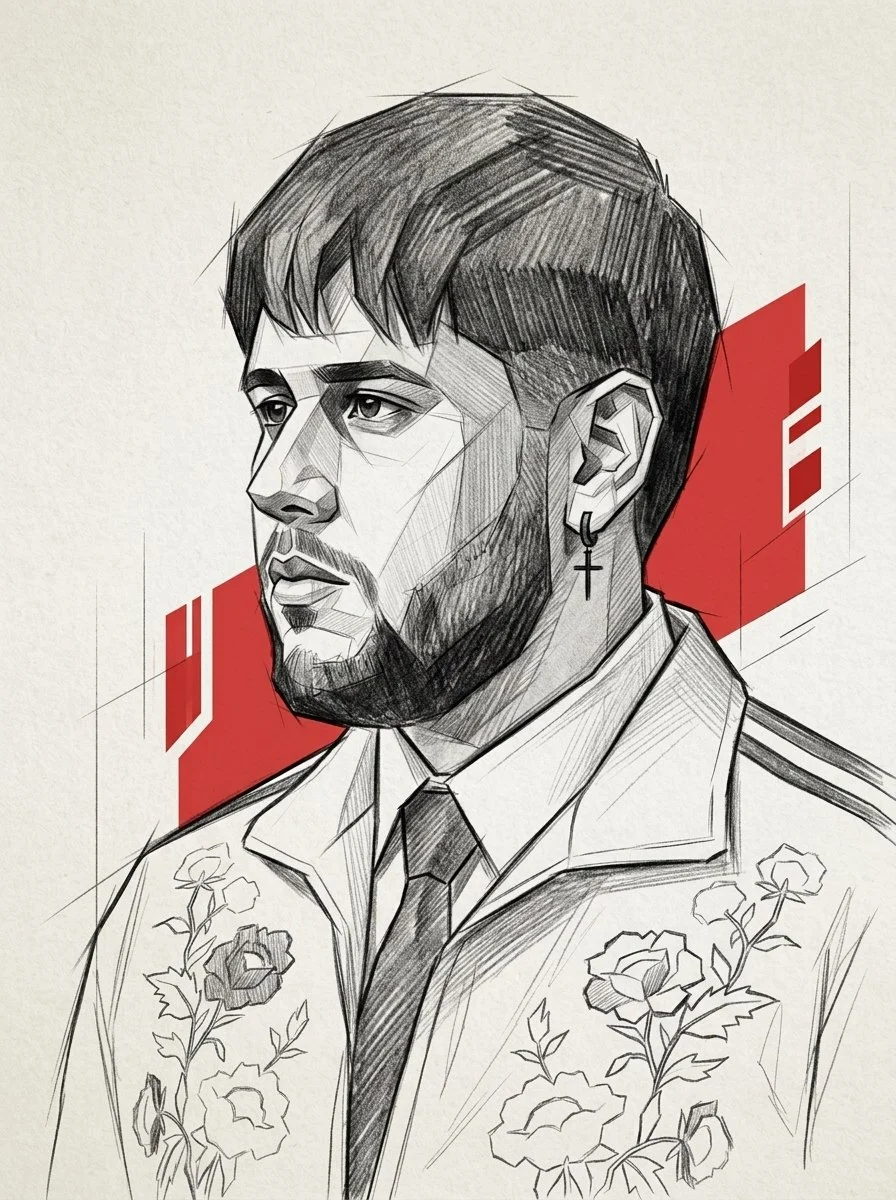 monochromatic geometric portrait illustration